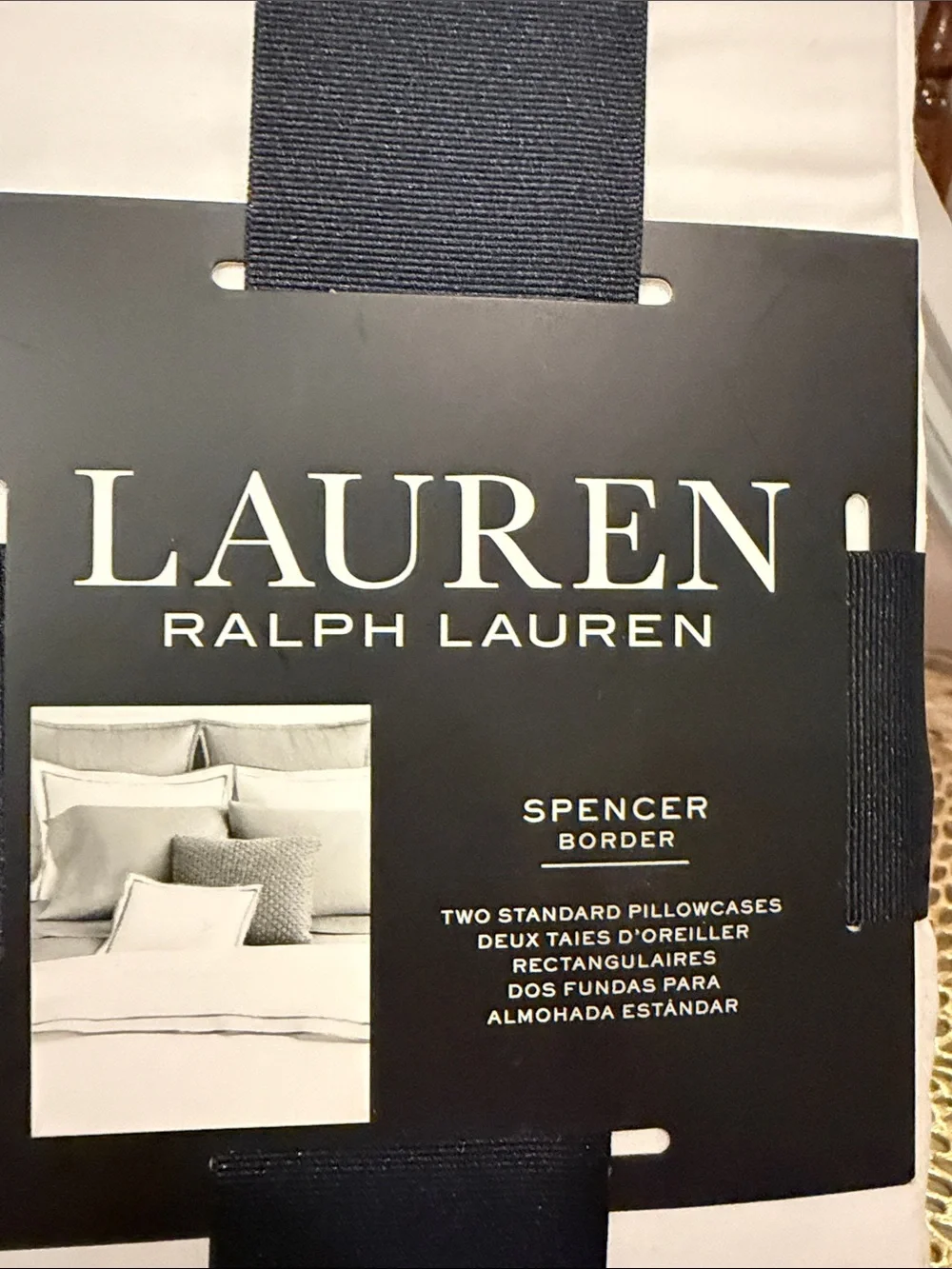 Lauren Ralph Lauren White Pillowcases with Blue Border, Set of 2 Standard